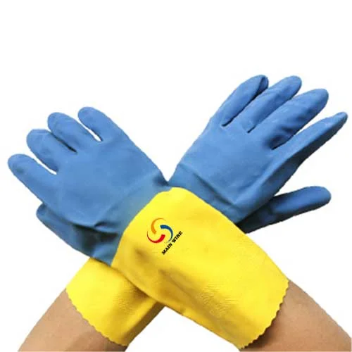 Custom Logo  Printed Twin Color Latex Work Gloves
